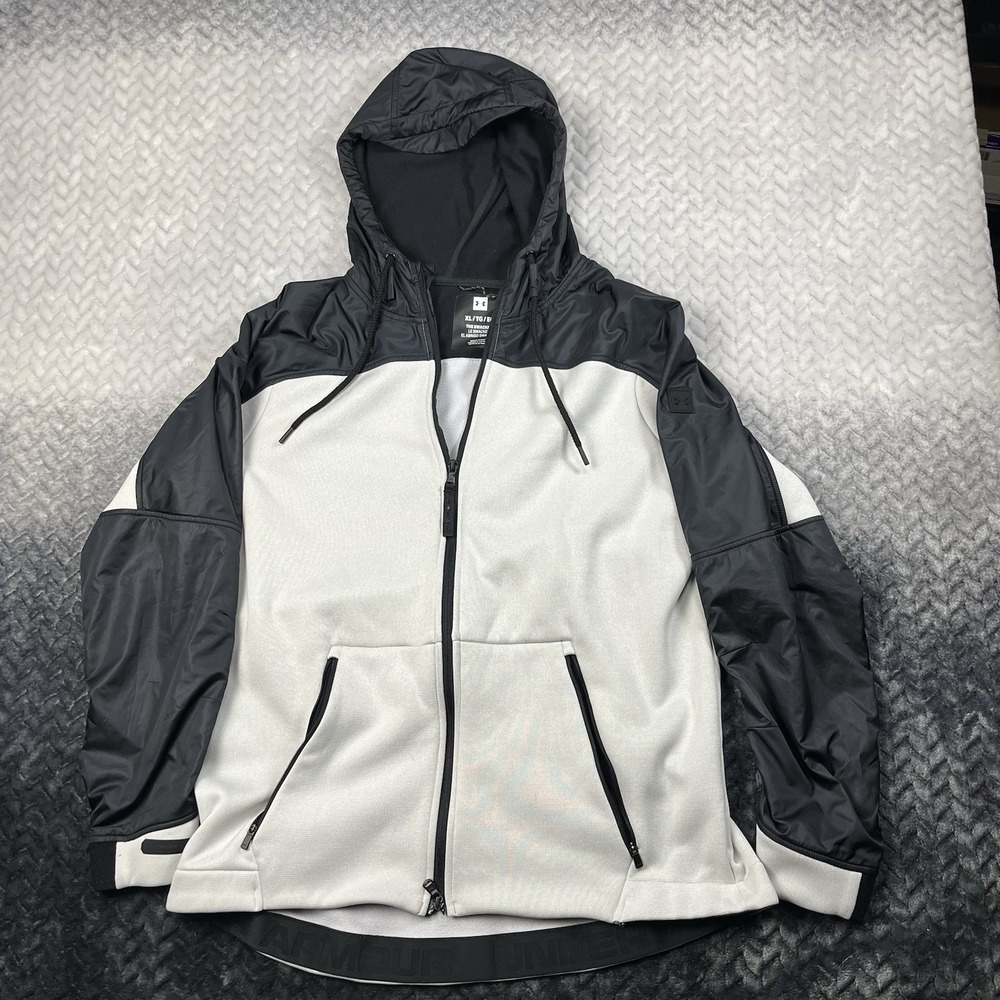 Under Armour Storm Swacket Men XL White Black Hoodie Full Zip Training Jacket